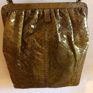 Shirl Miller Vintage NWT snake skin olive green purse. Cross body